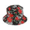 Bucket Hat Hoedje – Roos Schedel Print Omkeerbaar – One Size – Zwart Rood Wit