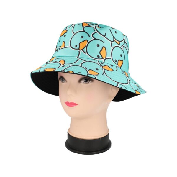 Bucket Hat Hoedje – Badeendjes Print Omkeerbaar – One Size – Blauw Oranje