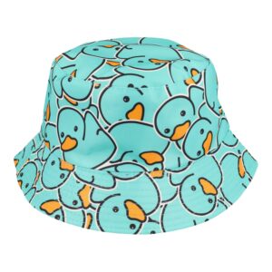 Bucket Hat Hoedje – Badeendjes Print Omkeerbaar – One Size – Blauw Oranje