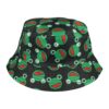 Bucket Hat Hoedje – Kikker Print Omkeerbaar – One Size – Groen Zwart Rood