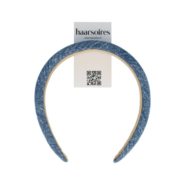 diadeem jeans blauw_2 Haarband Diadeem 3cm – Dik Gevuld – Jeans Kleur Stof – Blauw