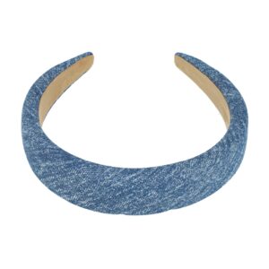 Haarband Diadeem 3cm – Dik Gevuld – Jeans Kleur Stof – Blauw