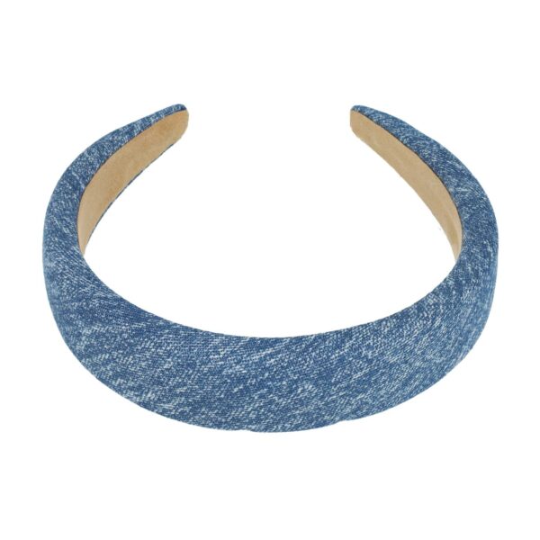 diadeem jeans blauw_3 Haarband Diadeem 3cm – Dik Gevuld – Jeans Kleur Stof – Blauw