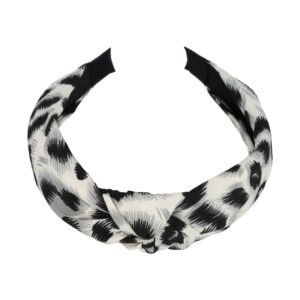 Haarband Diadeem 3cm – Knoop & Panterprint Stof – Zwart Wit Grijs