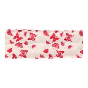 Haarband Stof 8cm - Vlinder Print - Wit Roze