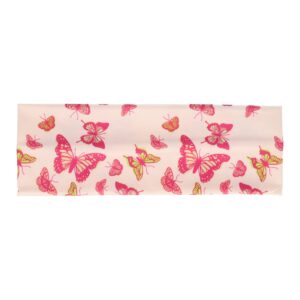 Haarband Stof 8cm - Vlinder Print - Creme Roze Groen