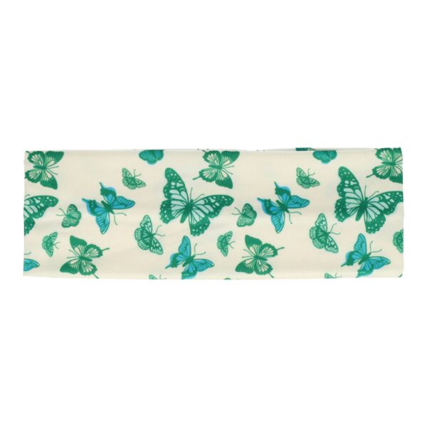 haarband vlinder print8cm_7 Haarband Stof 8cm - Vlinder Print - Wit Groen