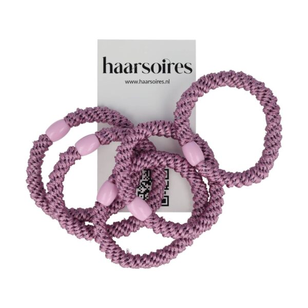 hair tie haarelastieken lila_2 Haarelastieken basic - Hair Tie - Paars - Set van 5