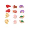 klemmetjes fruit sealife_7 Haarspeld Haarklemmen 3cm – Zeedieren Figuurtjes – Roze Paars Oranje Geel Groen Rood – Set van 12