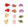 klemmetjes fruit sealife_8 Haarspeld Haarklemmen 3cm – Zeedieren Figuurtjes – Roze Paars Oranje Geel Groen Rood – Set van 12