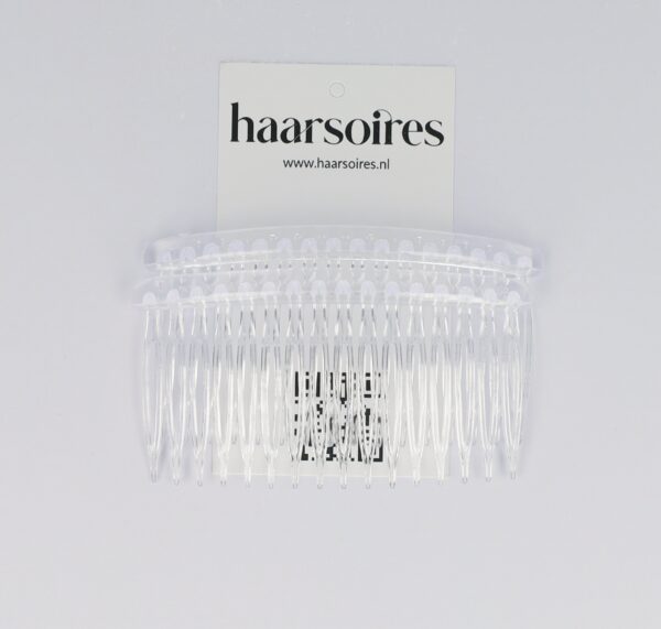 recht trans_2a Haarspeld Sierkam Opsteekkammen 8cm – Basic – Grove Tand – Transparant – Set van 2