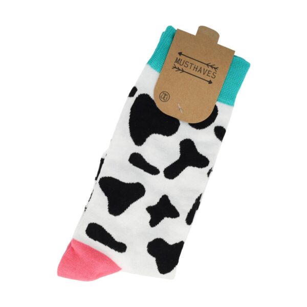 sokken dier plant fantasie_2 Sokken Katoen – Koeien Print – Wit Zwart Groen Roze – Maat 38-45