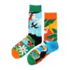 sokken dier plant fantasie_8 Sokken Katoen - Vogel Jungle Print - Groen Blauw Oranje - Maat 38-45