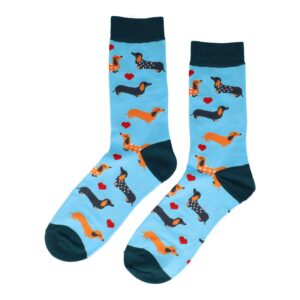 Sokken Katoen - Teckel Honden Print - Blauw Groen Oranje Grijs - Maat 38-45