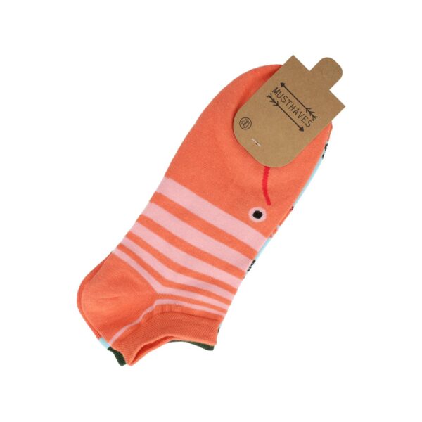 sokken krab garnaal_1 Sokken Enkelsokken Katoen – Gamba Krab Print – Oranje Blauw – Maat 38-45