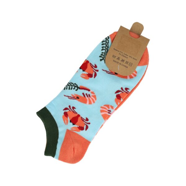 sokken krab garnaal_2 Sokken Enkelsokken Katoen – Gamba Krab Print – Oranje Blauw – Maat 38-45