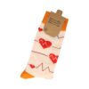 sokken medisch_3 Sokken Katoen – Hartslag Medische Print – Oranje Rood Creme – Maat 38-45