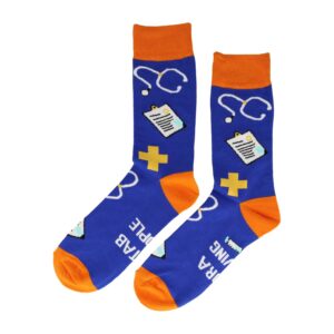 Sokken Katoen – Ziekenhuis Medische Print – Blauw Oranje Geel Wit – Maat 38-45