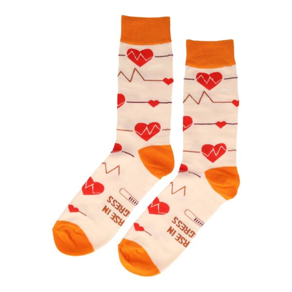 sokken medisch_7 Sokken Katoen – Hartslag Medische Print – Oranje Rood Creme – Maat 38-45