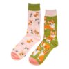 sokken patroon funny_8 Sokken Katoen - Corgi Honden Print - Groen Roze Bruin Wit - Maat 38-45