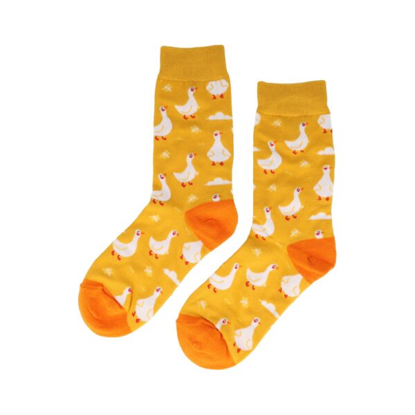 sokken patroon_10 Sokken Katoen - Eenden Print - Geel Wit - Maat 36-43
