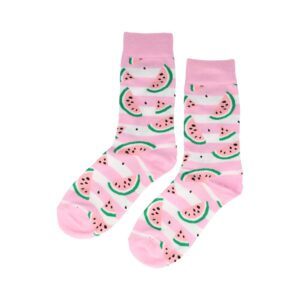sokken patroon_11 Sokken Katoen - Meloen Print - Roze Wit Groen - Maat 36-43