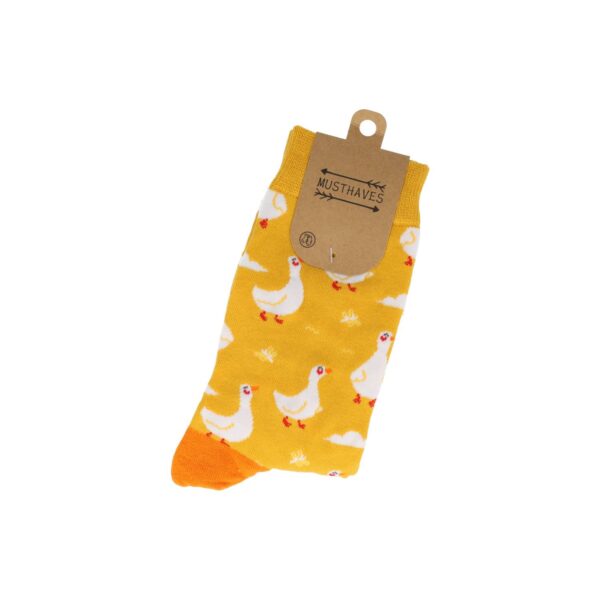 sokken patroon_3 Sokken Katoen - Eenden Print - Geel Wit - Maat 36-43