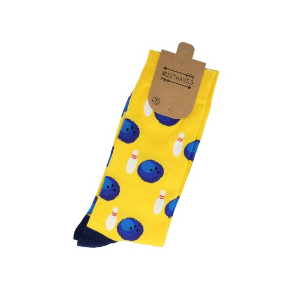 sokken patroon_5 Sokken Katoen - Bowling Print - Geel Blauw - Maat 38-45