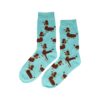 sokken print patroon_1 Sokken Katoen - Poedel Honden Print - Blauw Bruin - Maat 36-43