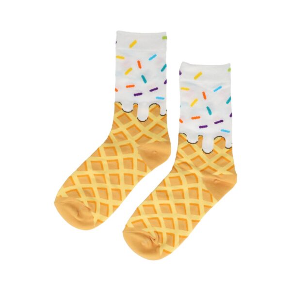 sokken print patroon_5 Sokken Katoen - IJsje Print - Wit Beige - Maat 36-43