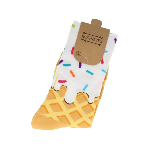 sokken print patroon_6 Sokken Katoen - IJsje Print - Wit Beige - Maat 36-43