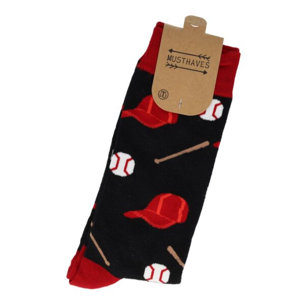 sokken print patroon_9 Sokken Katoen - Honkbal Print - Zwart Rood Wit - Maat 38-45