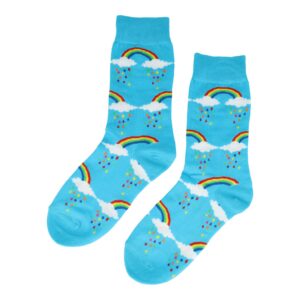 sokken print_5 Sokken Katoen - Regenboog Wolken Print - Blauw Wit - Maat 36-43