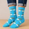 sokken-regenboog-blauw Sokken Katoen - Regenboog Wolken Print - Blauw Wit - Maat 36-43