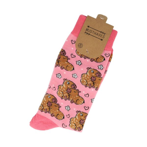 Sokken Katoen - Capybara Print - Roze Bruin - Maat 38-45
