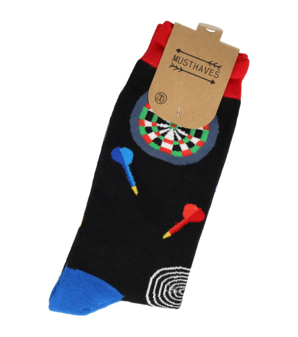 24-funny_4 Sokken Katoen – Dart sport Print – Zwart Rood Blauw Groen – Maat 38-45