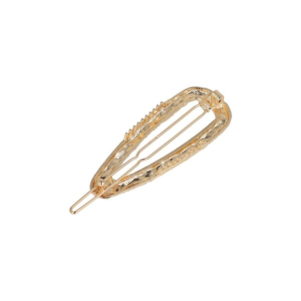 Haarclip geribbeld goud recht ovaal_11 Haarspeld Haarclip 6cm - Open Druppel Vorm - Geribbeld - Goud