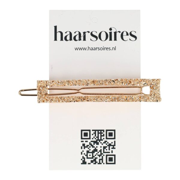 Haarclip geribbeld goud recht ovaal_13 Haarspeld Haarclip 7cm - Open Rechte Vorm - Geribbeld - Goud