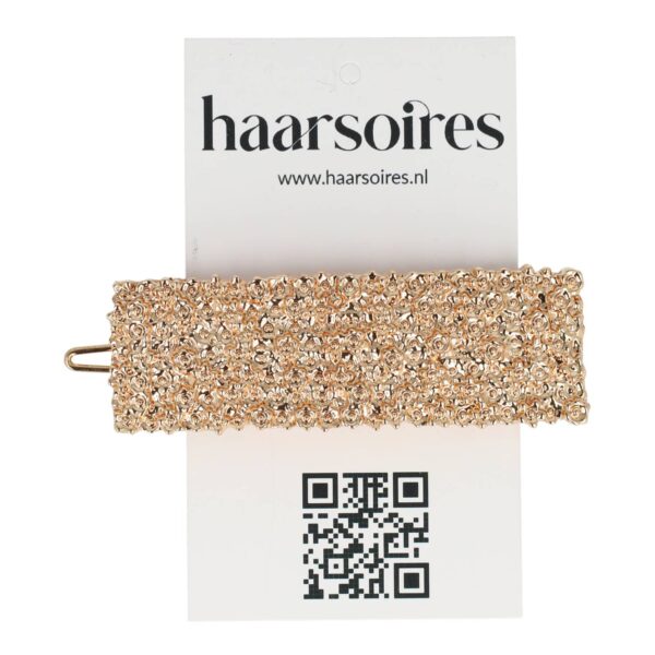 Haarclip geribbeld goud recht ovaal_14 Haarspeld Haarclip 7cm - Rechte Vorm - Geribbeld - Goud