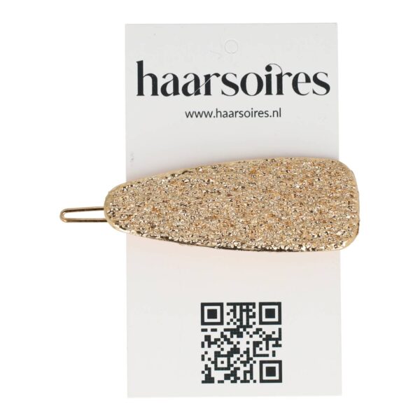 Haarclip geribbeld goud recht ovaal_15 Haarspeld Haarclip 6cm - Druppel Vorm - Geribbeld - Goud