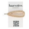 Haarclip geribbeld goud recht ovaal_16 Haarspeld Haarclip 6cm - Open Druppel Vorm - Geribbeld - Goud