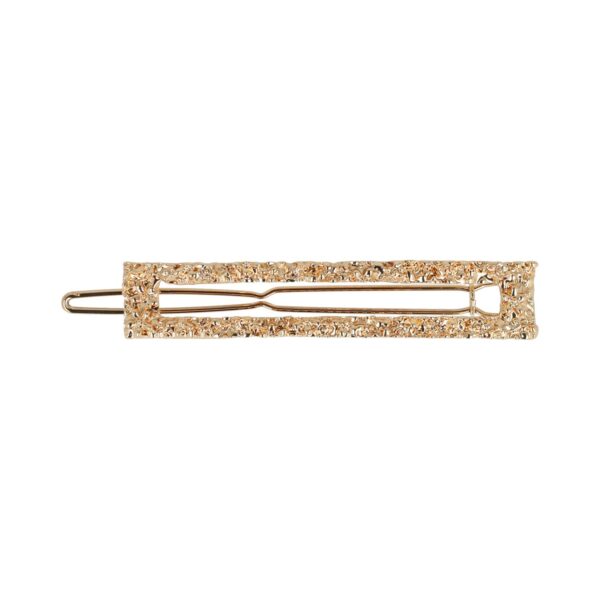 Haarclip geribbeld goud recht ovaal_2 Haarspeld Haarclip 7cm - Open Rechte Vorm - Geribbeld - Goud