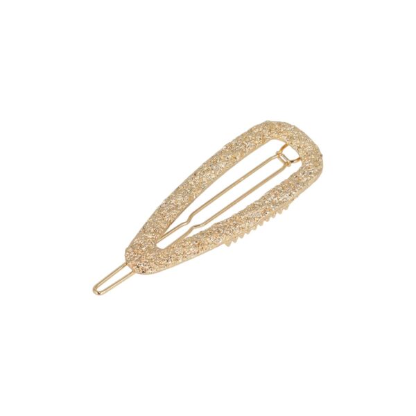 Haarclip geribbeld goud recht ovaal_5 Haarspeld Haarclip 6cm - Open Druppel Vorm - Geribbeld - Goud