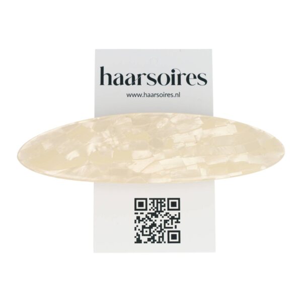 Patentspeld fantasie patroon creme-wit zwart-goud_10 Haarspeld Patentspeld Ovaal 11cm – Vintage Look – Creme Wit