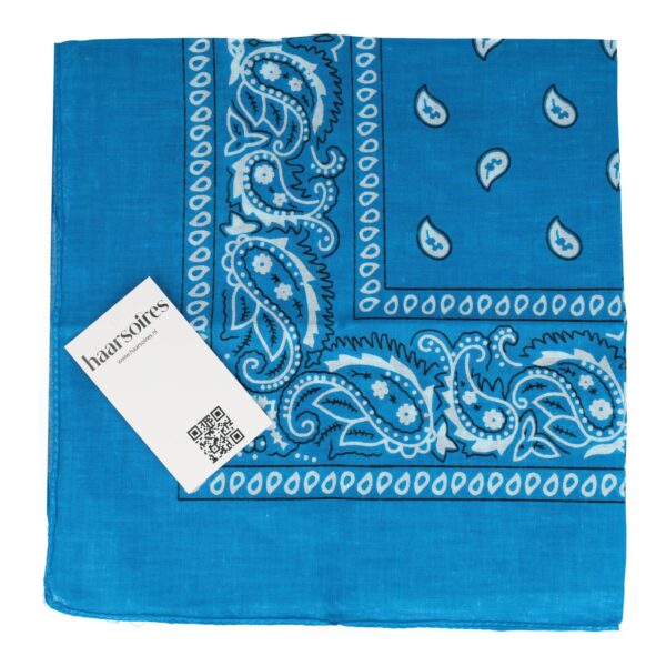 bandana zakdoek_2 Haarband Bandana Zakdoek 55cm – Paisley Print – Katoen – Blauw