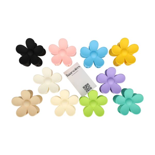 diadeem bobbel velvet_3 Haarspeld Haarklemmen 8cm – XL Bloemvorm – Color Mix – Set van 10