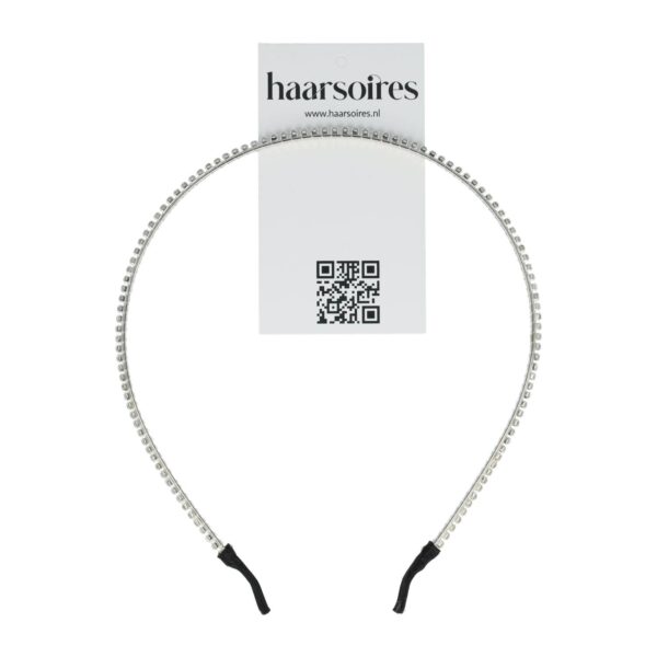 diadeem strass steentjes 1-rij 3-rij goud zilver_1 Haarband Diadeem 0,3cm – 1 Rij Strass Steentjes – Metaal – Zilver