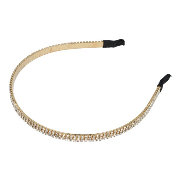 diadeem strass steentjes 1-rij 3-rij goud zilver_4 Haarband Diadeem 0,7cm – 3 Rijen Strass Steentjes – Metaal – Goud
