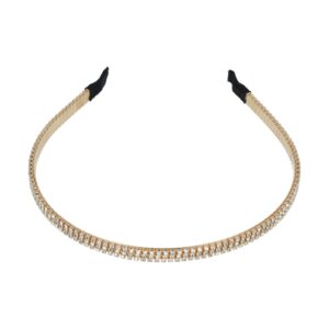 Haarband Diadeem 0,7cm – 3 Rijen Strass Steentjes – Metaal – Goud
