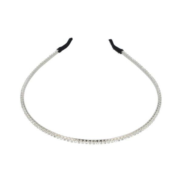 diadeem strass steentjes 1-rij 3-rij goud zilver_8 Haarband Diadeem 0,3cm – 1 Rij Strass Steentjes – Metaal – Zilver